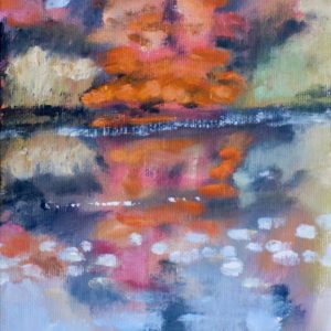 Autumn colours at Sheffield Park. 2023. Oil on board