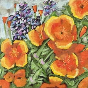 California Poppies plein air painting by John Farmelo