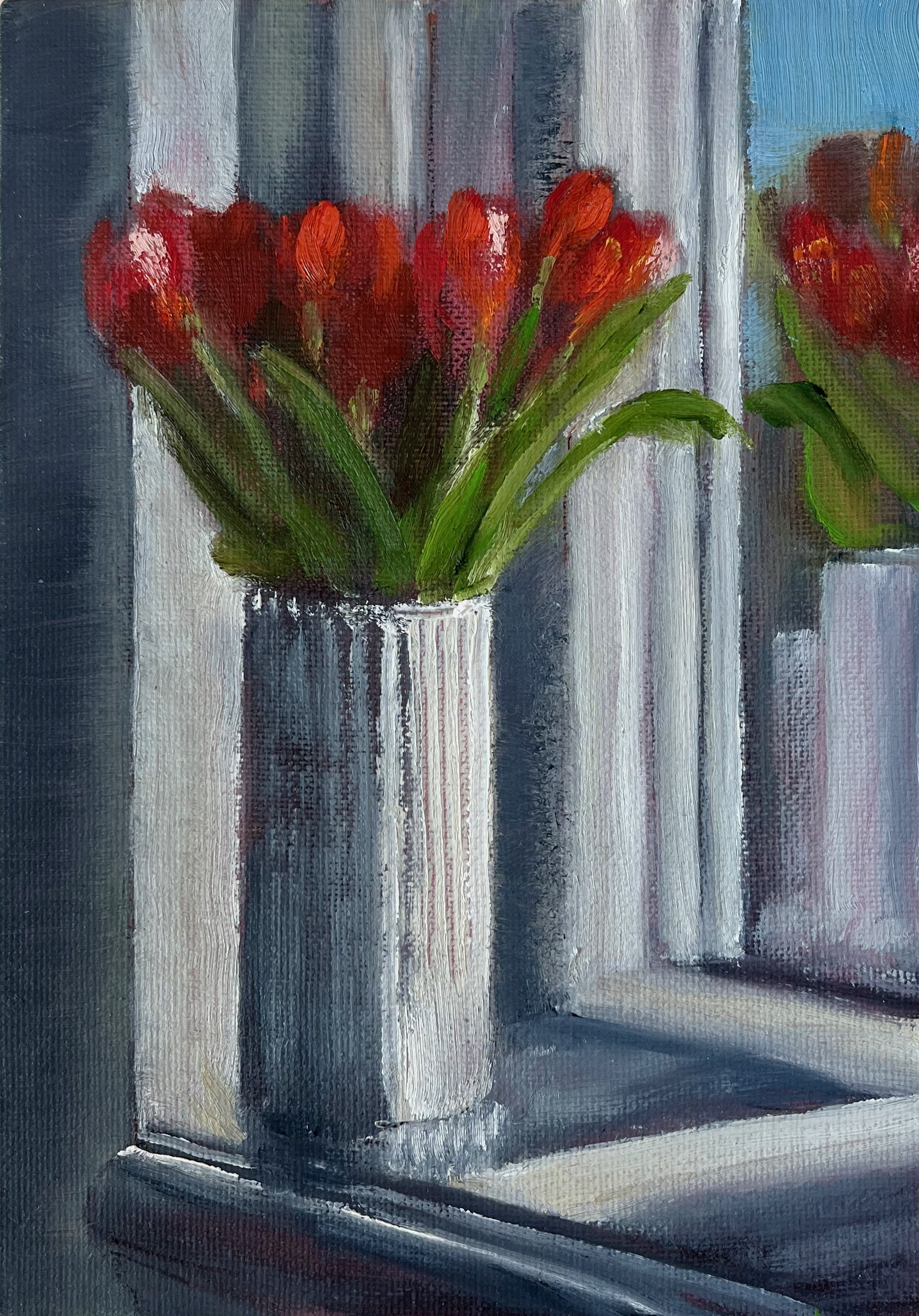 Tulips in a Lyngby Vase painting by John Farmelo
